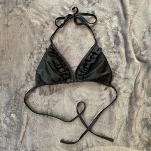 Black ruffled halter bikini top